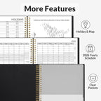SUNEE 2026 Appointment Book, 2026 Hourly Planner 8.5" x 11", Hourly, Weekly & Monthly Planner - from January 2026 - December 2026, Flexible Cover, Note Page, Pocket, Bookmark, Black