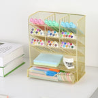 Spacrea Mesh Pen Organizer - Pencil Holder for Desk, Desk Organizer with Drawer for School, Home, Art Supplies (Gold)