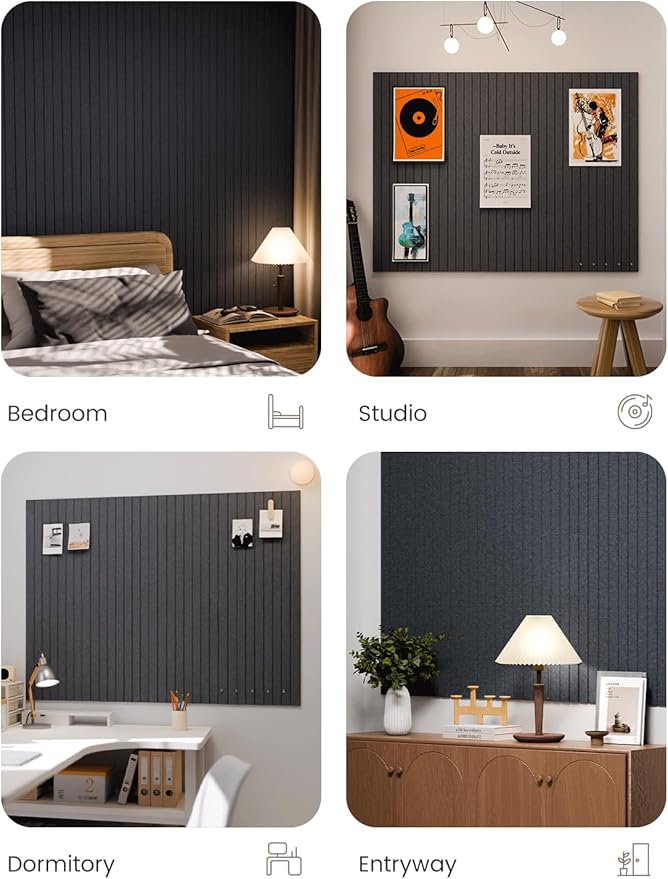 Fluxynara Large Felt Bulletin Board 48" x 36" Cork Board Alternative-12 Pack with 70 Safe Removable Adhesive Tabs, Cork Boards for Walls for Home Office Classroom Pin Board (Deep Charcoal Blue)