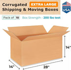 Extra Large Shipping & Moving Boxes 28x14x14 inches (10-Pack) - Extra Strength 200 lb vs Regular - Corrugated Durable Packing Boxes - Large Moving Box - Cardboard Box for Moving by IDL Packaging