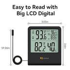 Digital Indoor Outdoor Thermometer Wired, Indoor Outdoor Temperature Monitor with Min/Max Record and Extra Temperature Probe Sensor for Home, Office, Greenhouse, Aquarium, Refrigerator, Freezer