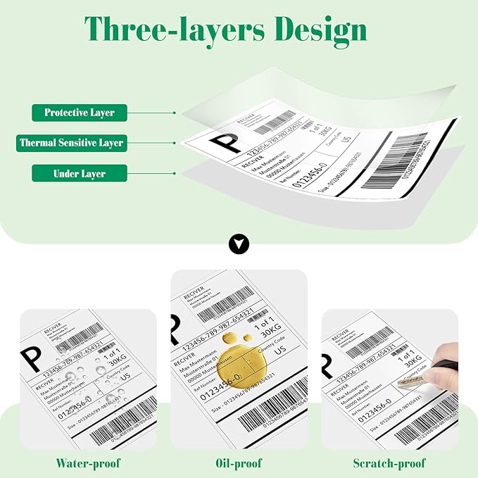 METRONIC Shipping Labels 4x6 500 PCS Fanfold Direct Thermal Labels, Perforated and Strong Adhesive Sticker Paper Thermal Printer Labels, Compatible with Rollo, JADENS, Phomemo, MUNBYN Printer