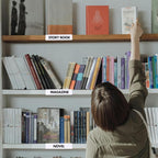Containlol 60 Sets Moveable Shelf Label Display Holders with Label Inserts and Marker Clear Shelves Tag Plastic Shelf Markers Teachers Gift for Classroom Office Book Shelves(6.5 x 3 x 0.63 Inch)