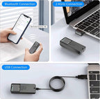 Mini Portable 1D Wireless Barcode Scanner, Bluetooth and 2.4Ghz and USB All in one Laser Barcode Scanner Wireless for Store, Warehouse POS, Computer, Tablet, iPad, iPhone,iOS, Android