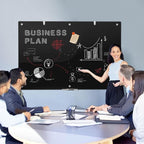 Large Black Glass Dry Erase Board, 72 x 48 Inches Magnetic Glass whiteboard,6' x 4' Frameless Blackboard for Office,Home,School