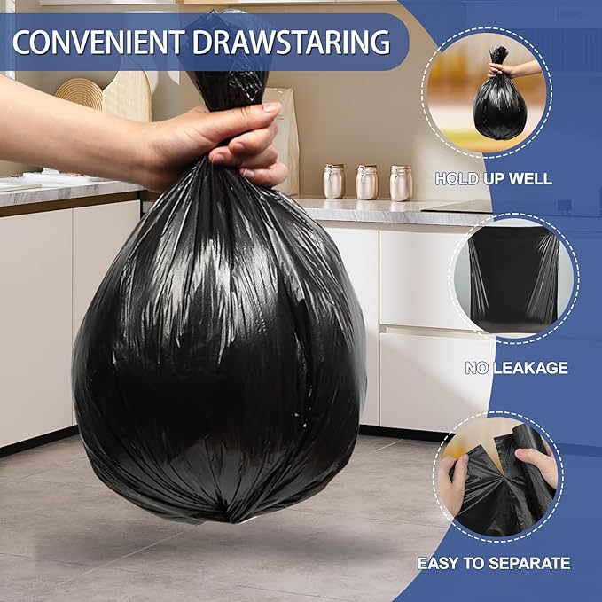 T.FORING Small Trash Bags 4 Gallon - 0.94 Mil Thick 220 Count Heany Duty 15 Liters Black Garbage Bags,Leakproof Durable and Unscented Weastbasket Can Liners for Bathroom Bedroom Home