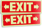 iSYFIX Exit Signs with Directional Right & Left Arrow, Glow in the Dark, Photoluminescent Aluminum 12x4 Inch - 2 Pack, Laminated for UV & Weather Resistance, Ideal for Offices, Schools, Theaters & More