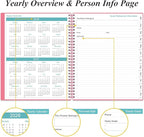 2026 Planner - Planner 2026 from January 2026 to December 2026 with 12 Monthly Tabs, Flexible Cover, Inner Pocket, 8.5" x 11", Pink-B