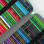 Vomgomfom Large Capacity Colored Pencil Case - Twill Fabric Holder With Zipper Closure for 300 Pencils or 200 Gel Pens, Organizer for Artists (Green Rose)