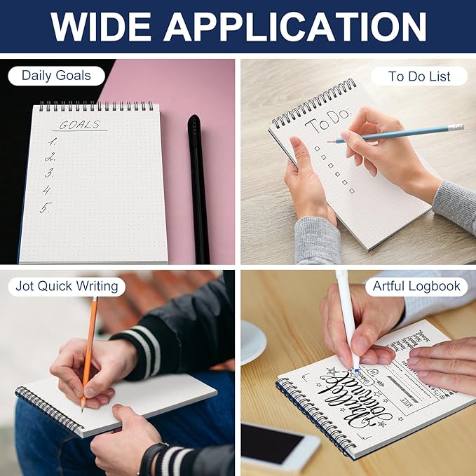 Engrowtic Dot Grid Notebook Top Spiral Notebook A5 Size Bullet Dotted Paper Hardcover Dot Journal 8.3''x 5.8'' 140 Pages Spiral Notepads for Sketching Drawing Writing School Office (Dark Blue,2 Pcs)