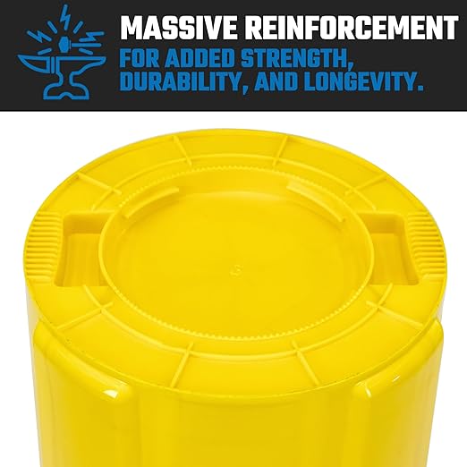 Magnum 55 Gallon Trash Can, High-Vis Yellow, Construction Grade, Heavy Duty Plastic, Jobsite Ready for Handling and Holding Garbage CMTC-C000-55Y05 (5 Pack)