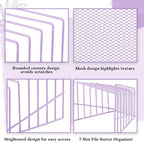 2 Pcs 7 Section Incline File Sorter Metal Wire Mesh File Rack for Desktop Letter Sorter for Magazine Folder Book Organizer Home Office School Paper Mail Desk Storage Holder (Purple)