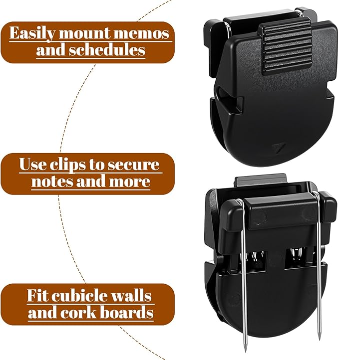 Teaaha 12 Pcs Cubicle Clips for Fabric Walls, Accessories Partition Panel Hooks Plastic Stainless Steel Cubicle Hooks for Office, Home, School, Organize Notes, Photos, Memos