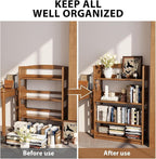 AnywaysWood 5-Tier Solid Wood Open Bookcase,Modern Display Bookshelf,Farmhouse Wide Etagere Bookcase, Freestanding Storage Cabinet for Study Room Office Living Room Flower Rack