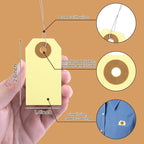 SallyFashion 100 PCS Pricing Tags with String, Blank Labeling Tag with Reinforced Hole and Metal Wire, Manila Hang Tabs for Luggage Clothing Sale Supplies Equipment Parts, Gift Tags(2 3/4" x 1 3/8")