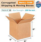 IDL Packaging B-666-25 Packaging Cube Corrugated Shipping Boxes 6"L x 6”W x 6"H (Pack of 25) -"Mug Size Box" Excellent Choice of Strong Packing Boxes for USPS, UPS, FedEx Shipping