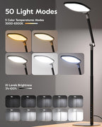 Led Desk Lamps for Home Office with Base, Video Conference Lighting for Zoom, Tall Desk Lamp with 50 Light Modes & Memory and Timer Func Computer Light, Ring Light for Desk for Video Streaming, Webcam