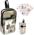 UINSUE Cute Pen case Adorable Bunny Transparent 3-Layer Large Capacity Pencil Case Gadget organizer with Lovely Stickers (Black Plaid)