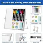 Small Magnetic Dry-Erase White Board – 10 x 10 Inches Mini Easel Whiteboard 360 Degrees Revolving Double Sided Stand for Office, Home, School