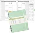 POPRUN Monthly Planner 2026-2027 (Large 8.5" x 10.5") 18 Months Calendar Book(Jan 2026 - Jun 2027) - 4 Pages per Month with Expense & Notes, Stair-like tabs, Leather Cover, Sunday Start - Green