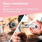 The Office Oasis Original Roller Style Office Chair Wheels (As Seen On PBS) - Smooth & Quiet Casters - Safe for Hardwood Floors & Carpet - Easy Install with Universal Fit - Set of 5 - Pink