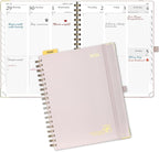 POPRUN 2026 Planner Daily Weekly and Monthly Calendar with Hourly Schedule, Monthly Tabs(Large Size 10'' x 8'' Wire-Bound Hard Cover) - Agenda 2026 (Jan.2026-Dec.2026) - Light Pink
