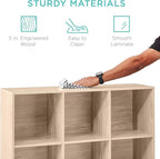Best Choice Products 9-Cube Storage Organizer, 13.5in Shelf Opening, Bookcase, Display Shelf, Customizable w/ 3 Removable Back Panels – Light Oak