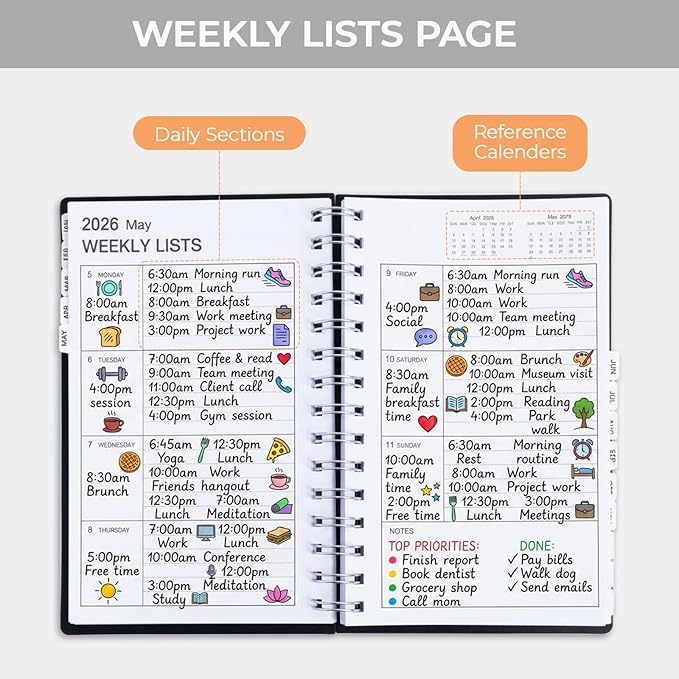 M&G 2026 Planner, Weekly and Monthly Planner Calendar, Jan 2026-Feb 2027 Agenda Book With Monthly Tabs for School Work Home Supplies, A5 8x5