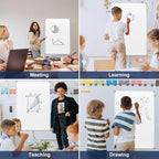 TSJ OFFICE Mobile Whiteboard Standing - 36 X 24 Inches Magnetic Dry Erase Easel, Height Adjustable Rolling White Board on Wheels with Flip Chart Hooks, White
