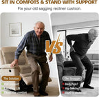 TANYOO Recliner Cushion for Elderly with Lumbar Support Pillow - 20x20x5 Inch Extra Thick Recliner Seat Cushion for Seniors Relief Back Pain and Tailbone Pain from Long Sitting Non-Slip Bottom Brown