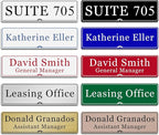 Custom Elegant Office Engraved Name Plate for Doors or Wall Sign, Personalized Office Door Name Plates with Adhesive, Laser Engraving, 10 Colors Available (Size 2.5"H x 8"L)