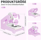 Guermok Thermal Shipping Label Holder for Rolls & Fan-Fold, Fragile Stickers for Shipping, Label Stand Desktop Printer Holder-Home Office Accessory Sticker Dispenser for Holographic (Purple)