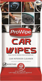 Prowipe Car Cleaning Wipes - Car Interior Cleaner, Dashboard Cleaner, 1x40 Count Residue-Free Wipes for Interior Surfaces, From Dashboard to Leather Seats, Must Have Accessories