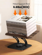 Tounee Book Stand for Reading, Adjustable Book Holder with 360° Swivel Base, Foldable Cookbook Stand Recipe Book Holder with Elastic Page Clips for Music Scores, Recipe, Tablet, Laptop-Black