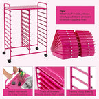 Happygrill 20-Drawer Organizer Cart Tools, Mobile Utility Storage Cart with Removable Drawers & Lockable Wheels, Rolling Storage Cart with wheels for Home Office School (Hot Pink)