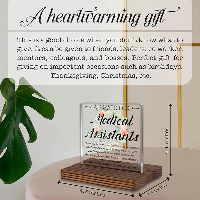 Medical Assistant Prayer Desk Sign, Inspirational Christian Gift for Healthcare Workers Graduation Birthday Christmas, Faith-Based Office Decor for MA Appreciation and Support PA115