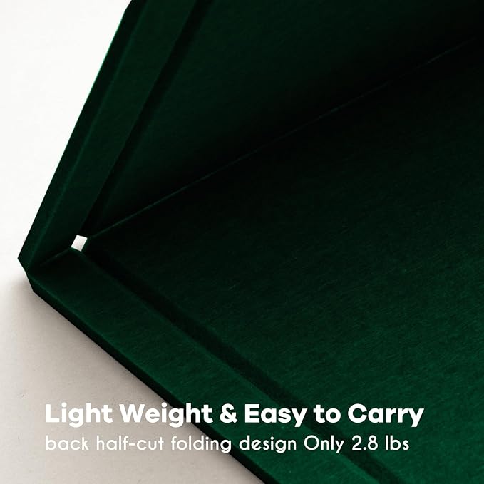 Lightomorrow Large Bulletin Board - 48 x 36 Inches, Decorative Felt Pin Board for Wall - 4' x 3' Foldable Photo Display Board with Self-Adhesive Tape, Includes 20 Push Pins - Dark Green