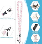 Cute Bow Lanyards for ID Badges, Badge Holder with Lanyard Detachable, Badge Reel Retractable Keychain Clip, Vertical Cruise Ship Cards Holder Protector Name Tags, Teacher Nurse Office Women Gifts