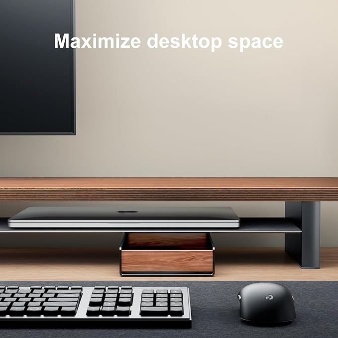 UPERGO Desk Tray Organizer Drawer for Home Office, Walnut Desk Organizer Tray for Keys, Pen, Watch