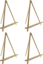 U.S. Art Supply 12" Natural Wood Tabletop Easel (4 Pack) - Adjustable A-Frame Canvas Stand for Painting Party & Signs - Table Top Easel for Painting, Canvas Holder, Crafts, Photos, Pictures
