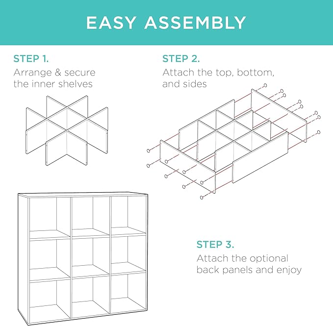 Best Choice Products 9-Cube Storage Organizer, 11in Shelf Opening, Bookcase, Display Shelf, Customizable w/ 3 Removable Back Panels - Greige