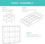 Best Choice Products 9-Cube Storage Organizer, 11in Shelf Opening, Bookcase, Display Shelf, Customizable w/ 3 Removable Back Panels - Greige