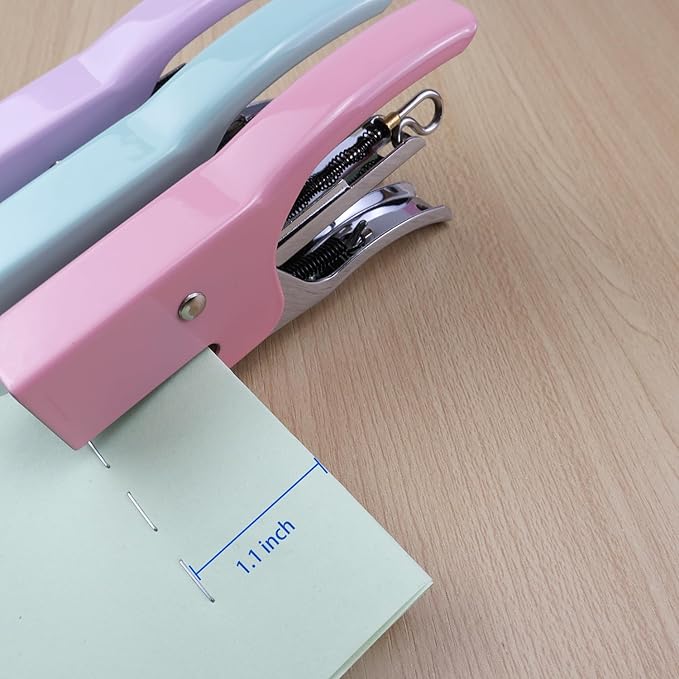 Aacehlh Small Hand-held Stapler Set, 15 Sheet Capacity, Includes 750Pcs Staples and A Staple Remover, Mini Desktop Stapler for Office, School, Home or Travel Use. (Mint Green)