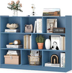 Giantex 8 Cube Bookcase, Freestanding 3-Tier Open Bookshelf, Modern Storage Display Cabinet, Wood Cube Storage Organizer for Living Room, Kid’s Room, Bright Blue