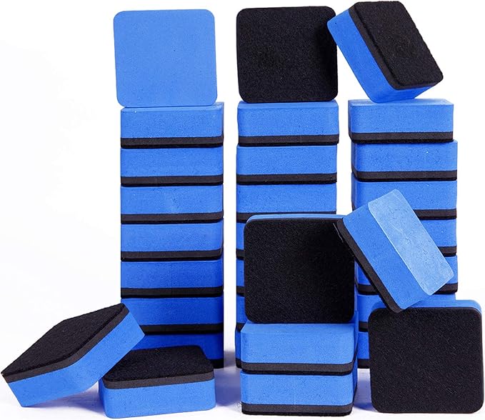 BingBing Dry Erase Erasers, 48 Pack Magnetic Whiteboard Eraser Chalkboard Cleansers Wiper for Classroom Office & Home (blue48)