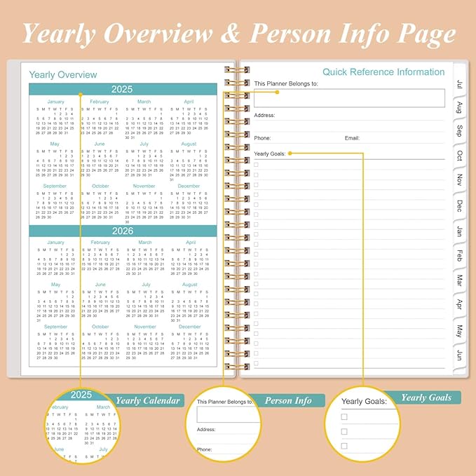 2026 Daily & Monthly Planner - One Page Per Day, Daily Planner 2026 from January 2026 to December 2026, Planners 26 with 12 Monthly Tabs, 6.4" x 8.5", Rose Flower