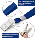 100 Pcs Lanyards for ID Badges and 100 Pcs Clear Name Tag Holders Reusable Lanyard with Clip Plastic ID Card Badge Holder Name Badges for Adults Kids Business School Office Supplies (Dark Blue)
