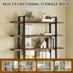 FURSUN Heavy Duty 4 Tier Bookcase, 55-in Tall Industrial Modern Large Bookshelf, Wood Farmhouse Bookcases Book Shelves and Metal Frame for Office, Bedroom, Living Room, Brown