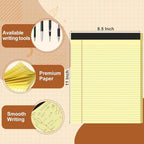 Legal Pads 8.5 X11, Narrow Ruled Notepads, 12 Pack, 50 Sheet/Pad, Yellow Legal Pads, Tear Off Notepad, Perforated Writing Pad, Notebook Paper College Ruled, Notepads for Office Home School, Notepad