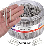 Vinaco Paper Clips Non Skid, 500PCS Medium and Jumbo Paper Clips (1.3 inch & 2.0 inch), Durable & Rustproof, Coated Paperclip Great for Office School and Personal Use